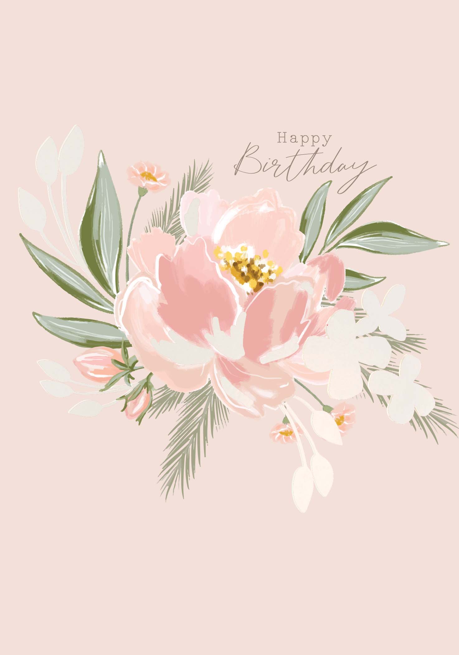 Greeting Card Evergreen - Floral Birthday